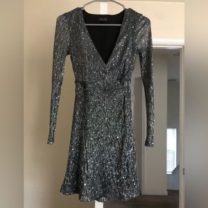 Black/Dark Gray Top Shop Wrap Dress